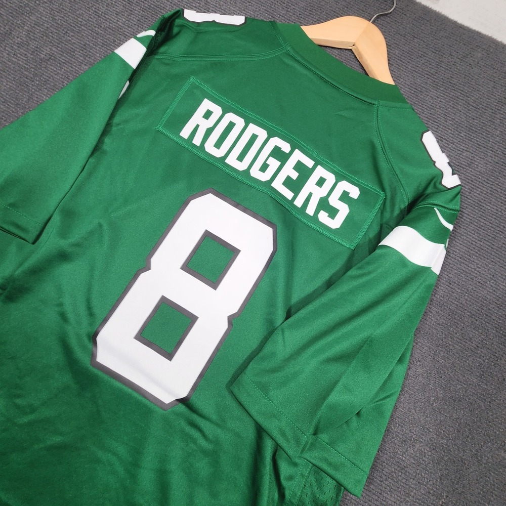 Nike New York Jets Jersey Mens L Green Aaron Rodgers #8 NWT Athletic Jersey